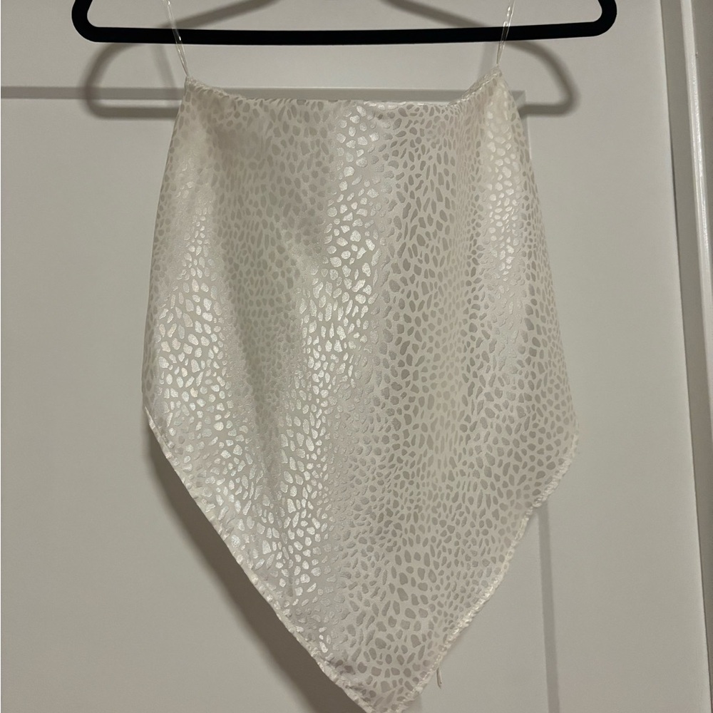 White Textured Bandana Top